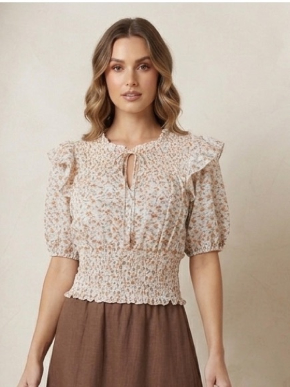Heavenly Cute Smocked Waist Crop Size Large